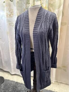 Leo & Nicole Cable Knit Open Front Cardigan Sweater